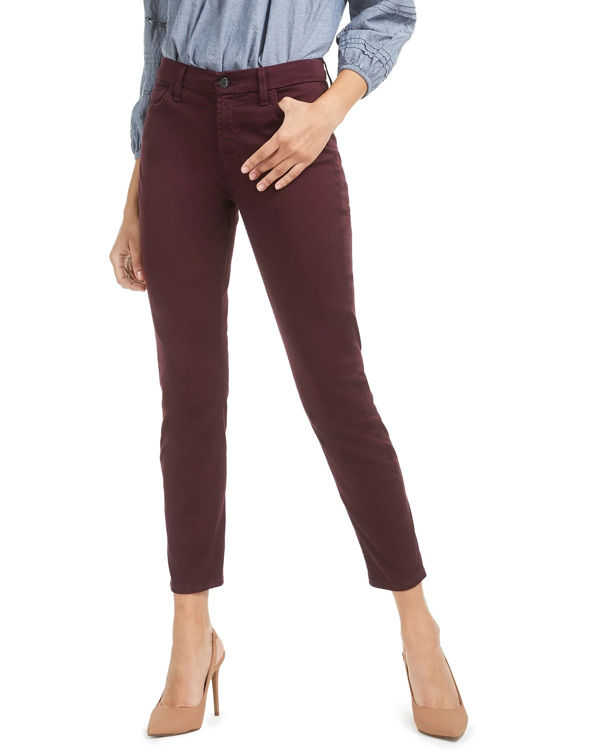 JEN7 by 7 For All Mankind Women's Sateen Ankle Skinny Jeans Dark Beige Size 10