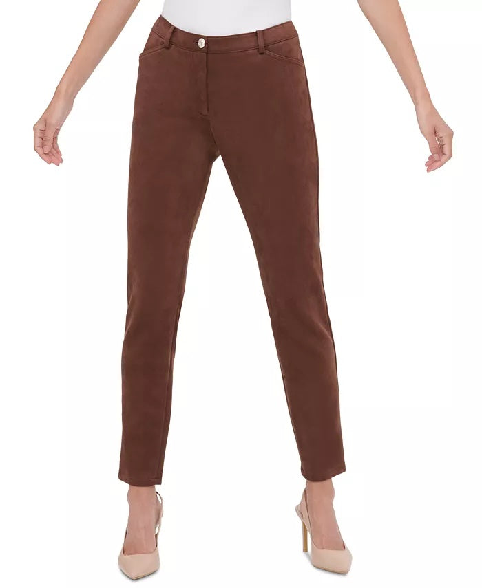 Tommy Hilfiger Women's Faux Suede Slim Pants Brown Size 6