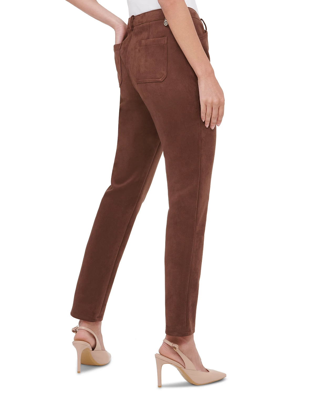 Tommy Hilfiger Women's Faux Suede Slim Pants Brown Size 6