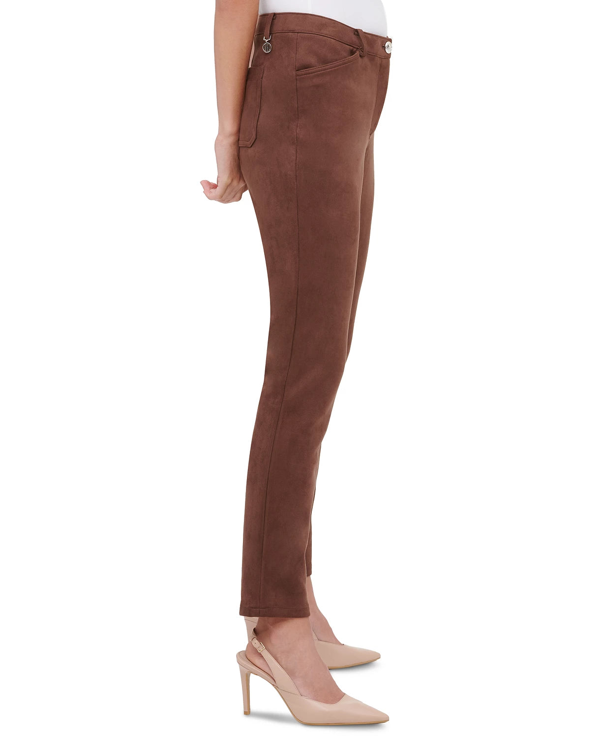 Tommy Hilfiger Women's Faux Suede Slim Pants Brown Size 6
