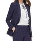 Tommy Hilfiger Women's Windowpane-Print Single-Button Blazer Blue Size 4