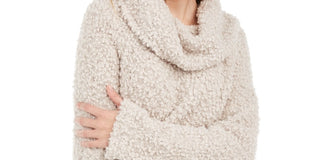 Hippie Rose Juniors' Textured Cowl-Neck Sweater Beige Size X-Small