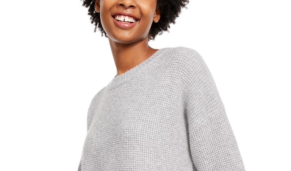 Hippie Rose Junior's Long Sleeve Sweater Grey Size Large