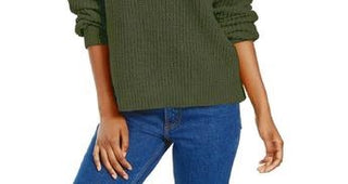 Hippie Rose Junior's Chenille V Neck Sweater Green Size Large