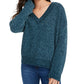 Hippie Rose Junior's V Neck Chenille Sweater Blue Size X-Small