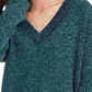 Hippie Rose Junior's V Neck Chenille Sweater Green Size Large