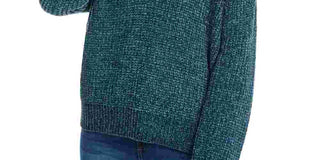 Hippie Rose Junior's V Neck Chenille Sweater Green Size Large