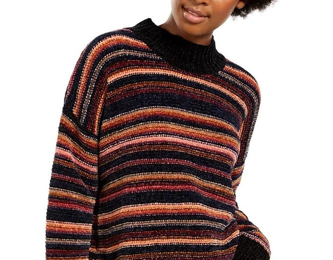 Hippie Rose Juniors' Chenille Mock-Neck Sweater Beige Size Extra Large