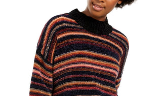 Hippie Rose Junior's Chenille Mock Neck Sweater Black Size X-Large