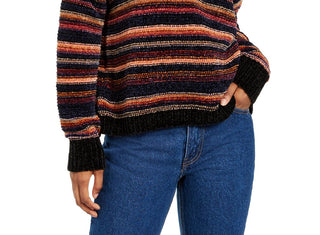 Hippie Rose Junior's Chenille Mock Neck Sweater Black Size X-Large