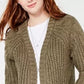 Hippie Rose Juniors' Cable-Knit Cardigan Rustcopper Size Large