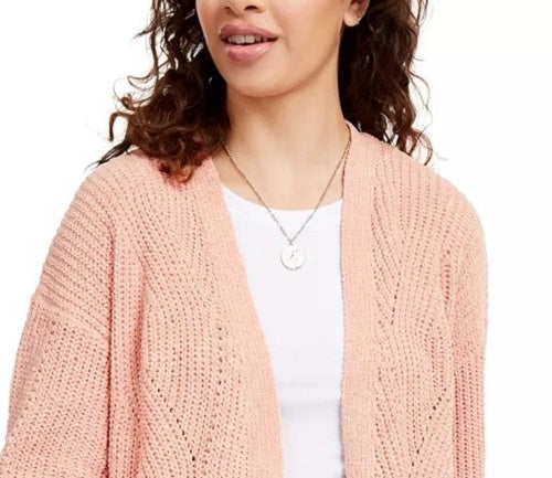 Hippie Rose Juniors' Chenille Cardigan Orange Size Medium