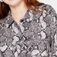 Hippie Rose Juniors' Printed Utility Shirt Silver Size Small