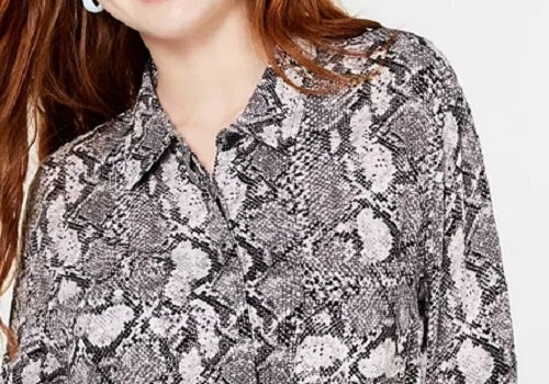 Hippie Rose Juniors' Printed Utility Shirt Silver Size Small