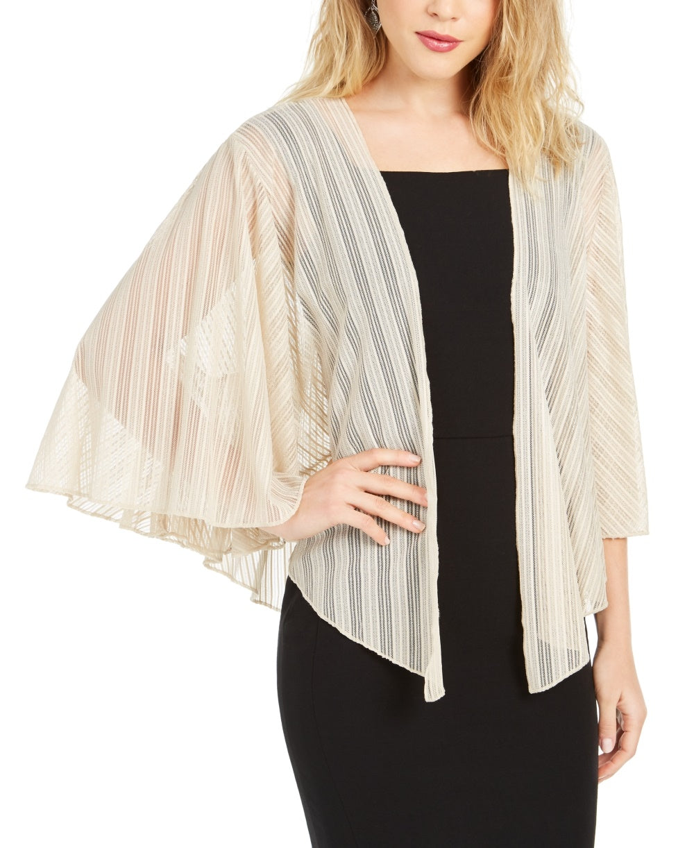 INC International Concepts Women's Cropped Metallic Shrug Beige Size Regular