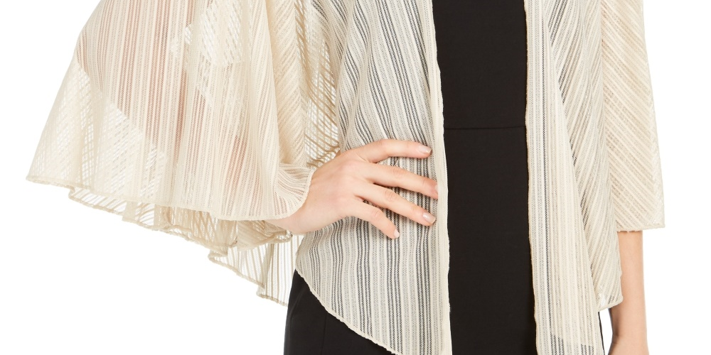 INC International Concepts Women's Cropped Metallic Shrug Beige Size Regular