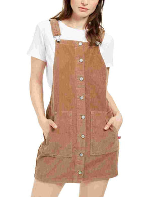 Dickies Women's Cotton Corduroy Overall Dress Cocoa Size Large