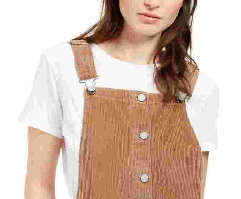 Dickies Women's Cotton Corduroy Overall Dress Cocoa Size Large