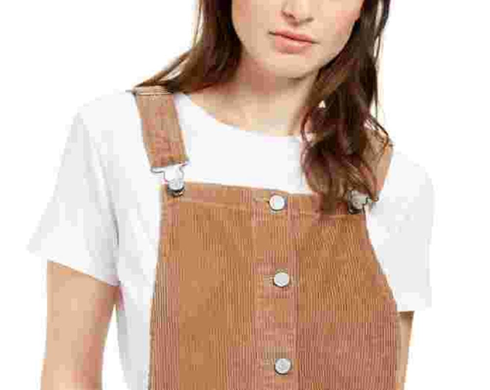 Dickies Women's Corduroy Overall Dress Brown Cocoa Size Medium