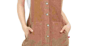 Dickies Women's Corduroy Overall Dress Brown Cocoa Size Medium