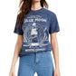 True Vintage Women's Cotton Moon Graphic T-Shirt Blue Size X-Small