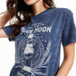 True Vintage Women's Cotton Moon Graphic T-Shirt Blue Size X-Small