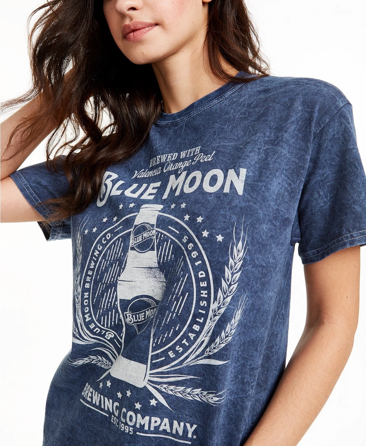 True Vintage Women's Cotton Moon Graphic T-Shirt Blue Size X-Small