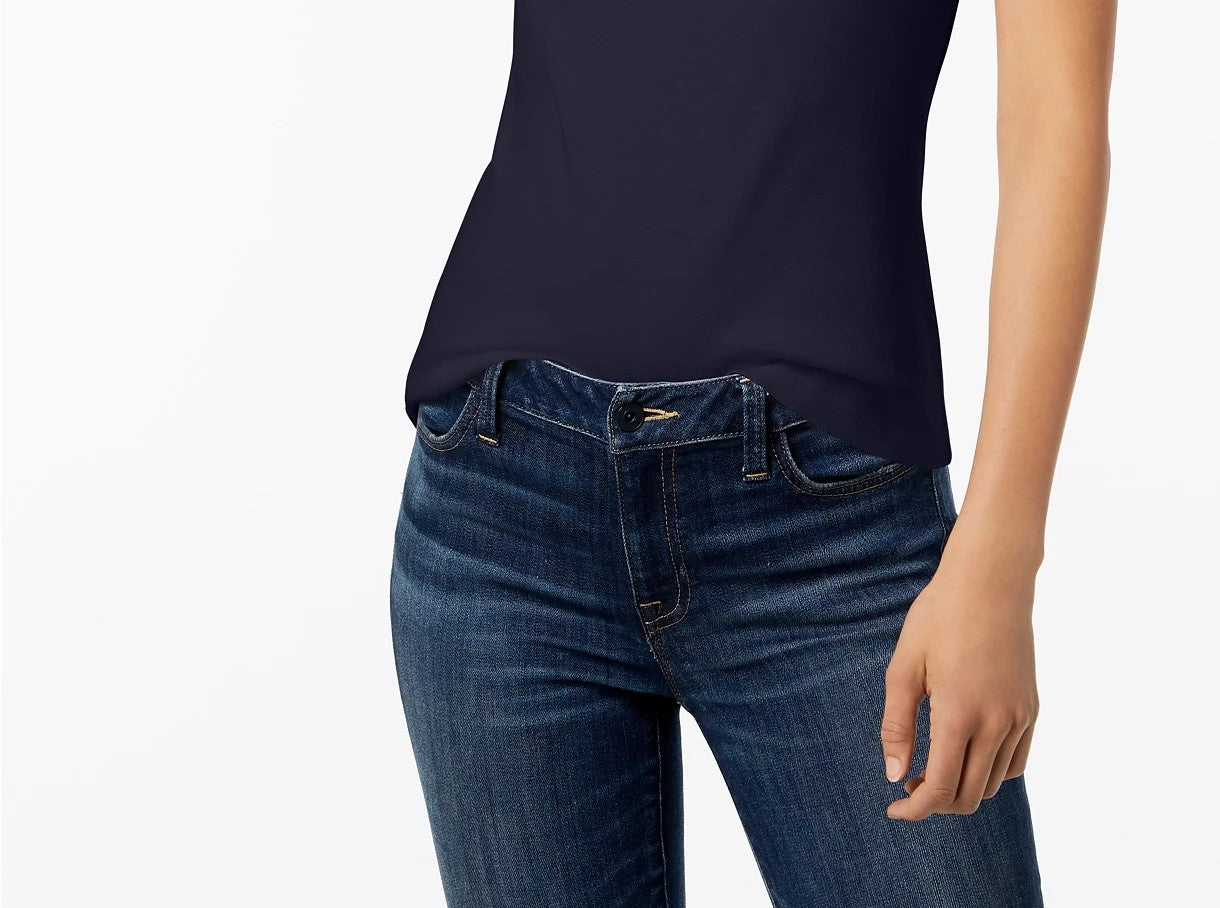 Tommy Hilfiger Women's Cotton Scoop Neck T-Shirt Navy Size Large