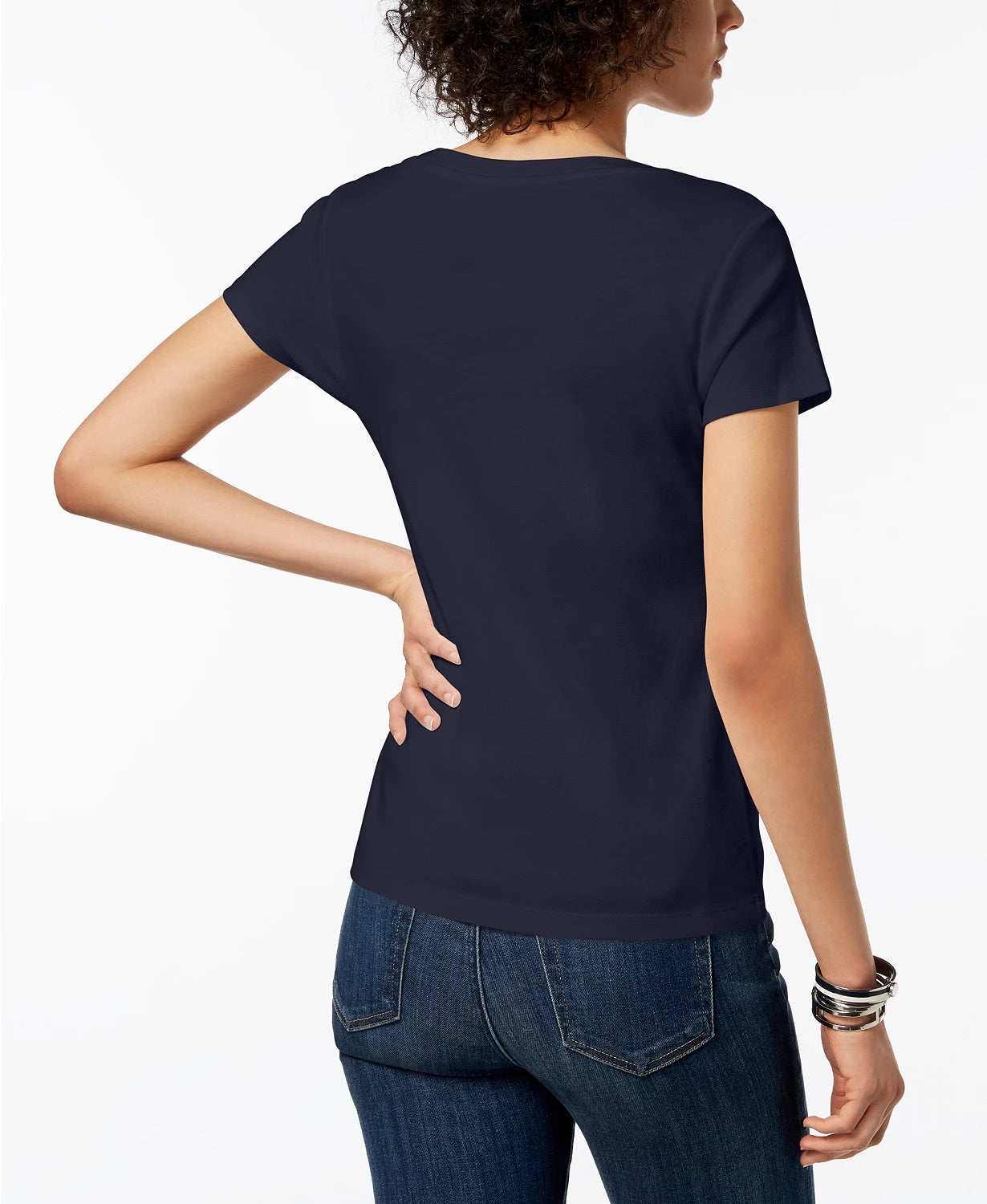 Tommy Hilfiger Women's Cotton Scoop Neck T-Shirt Navy Size Large