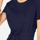 Tommy Hilfiger Women's Tie Front Short Sleeve Top  Blue Size Medium
