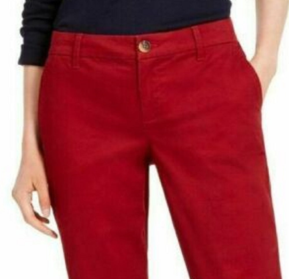 Tommy Hilfiger Women's Zippered Straight Leg Pants Red Size 14