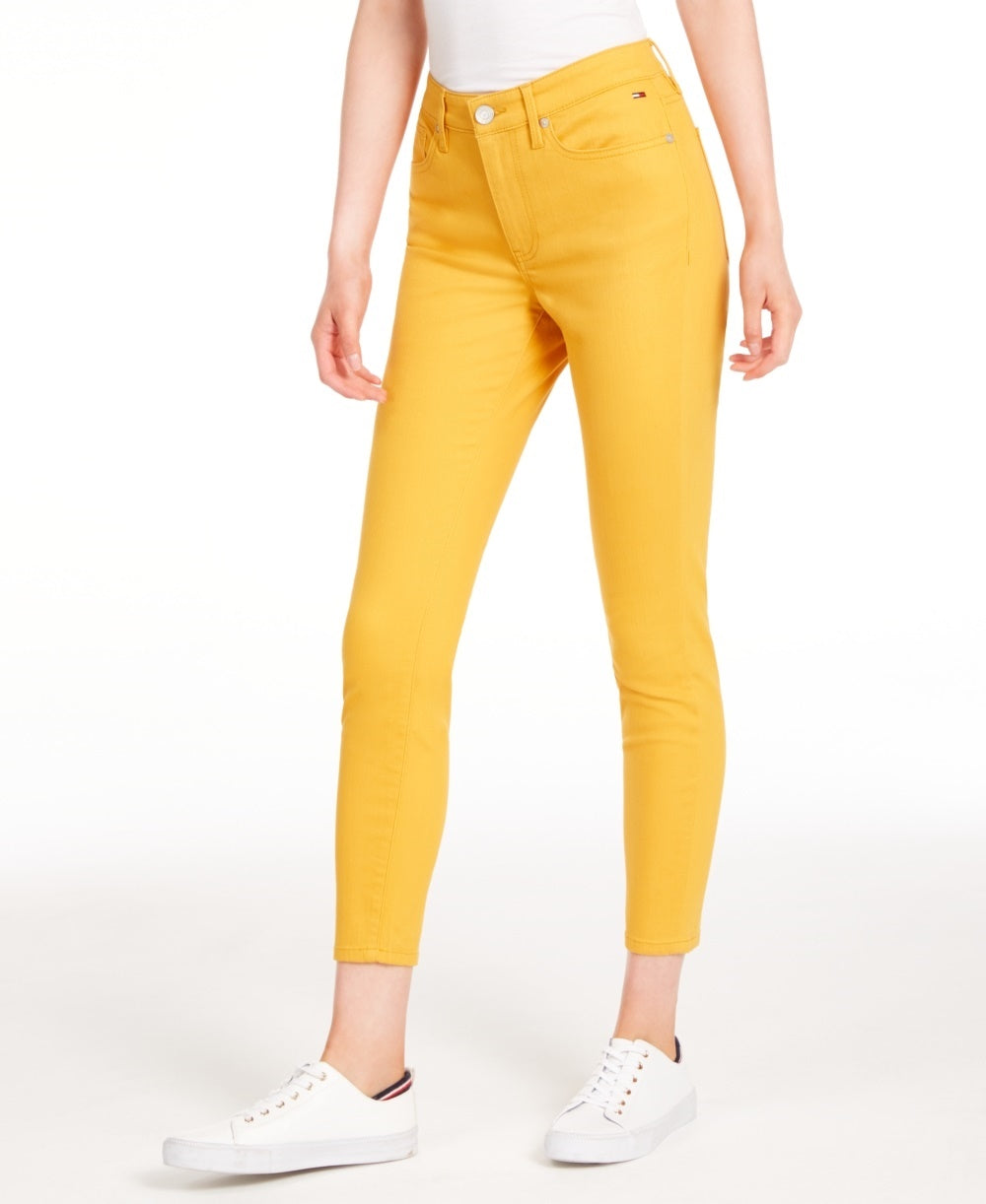 Tommy Hilfiger Women's Tribeca Skinny Cropped Jeans Yellow Size 8