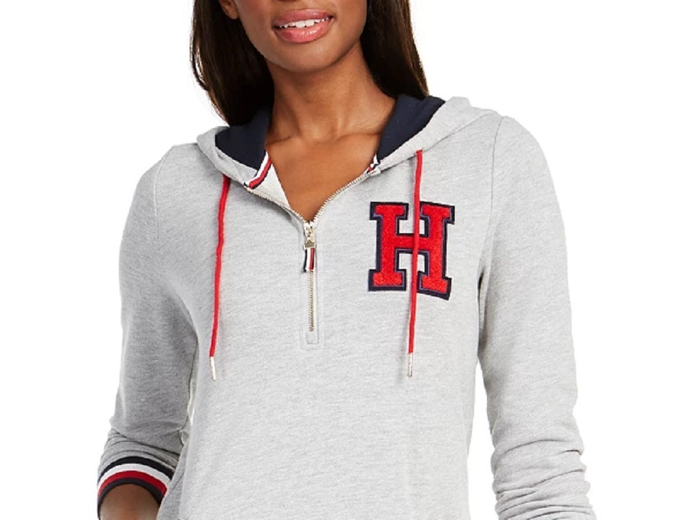 Tommy Hilfiger Women's Hooded Sweatshirt Dress Gray Size Large