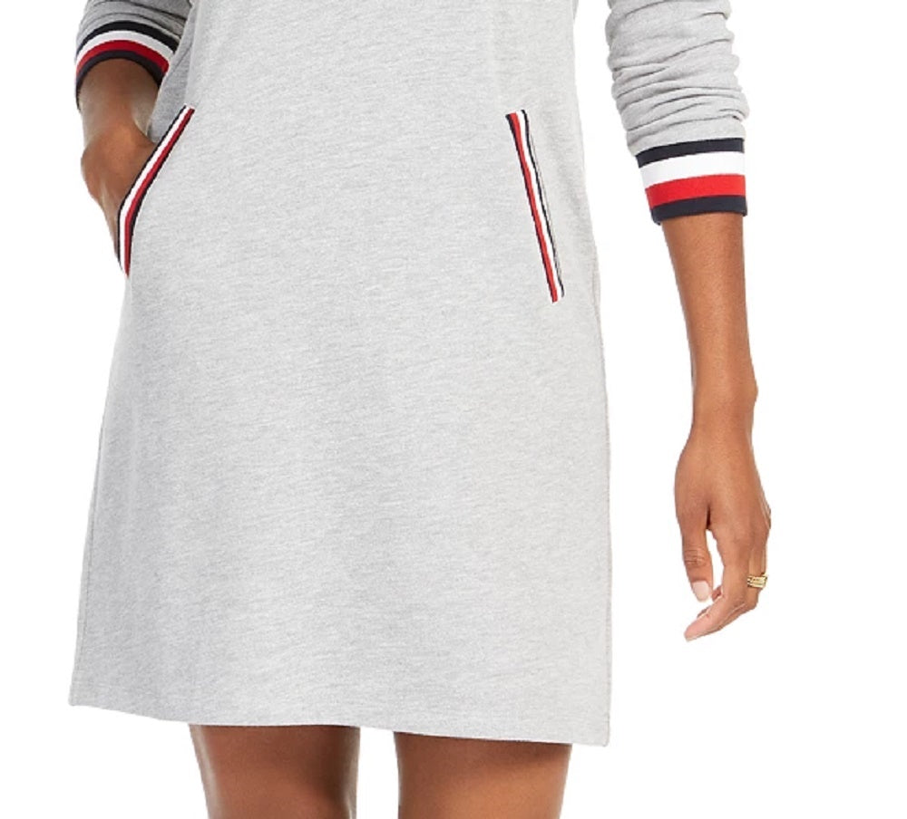 Tommy Hilfiger Women's Hooded Sweatshirt Dress Gray Size Large