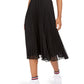 Tommy Hilfiger Women's Metallic Pleated Midi Skirt Black Size Small