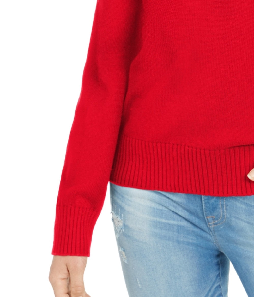 Tommy Hilfiger Women's Striped V-Neck Sweater Red Size X-Large