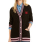 Tommy Hilfiger Women's Cable Knit Varsity Cardigan  Black Size XX-Large