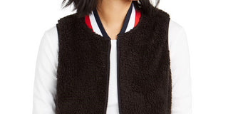 Tommy Hilfiger Women's Sherpa Vest Black Size X-Small