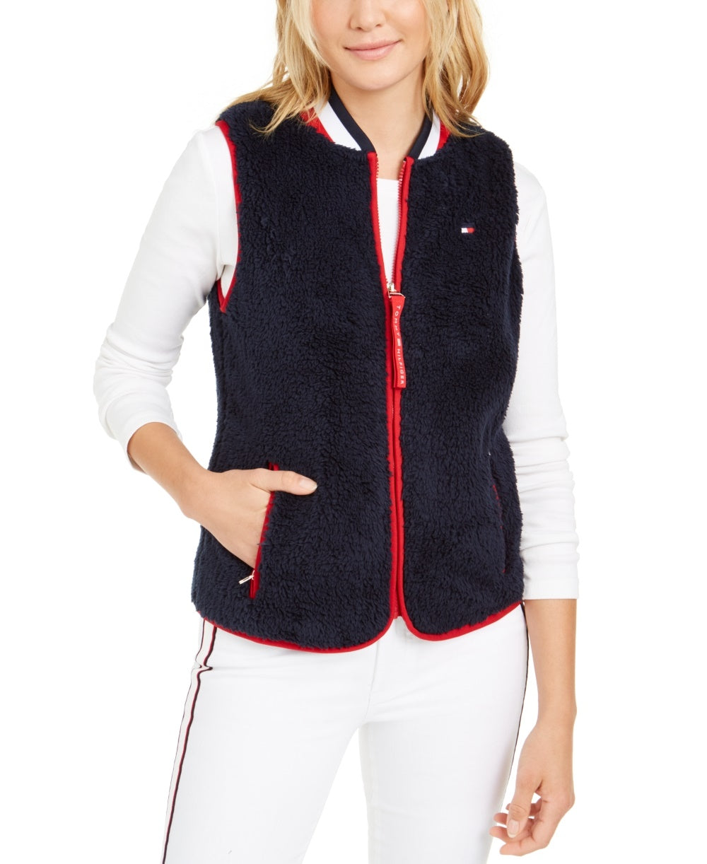 Tommy Hilfiger Women's Sherpa Vest Navy Size Medium
