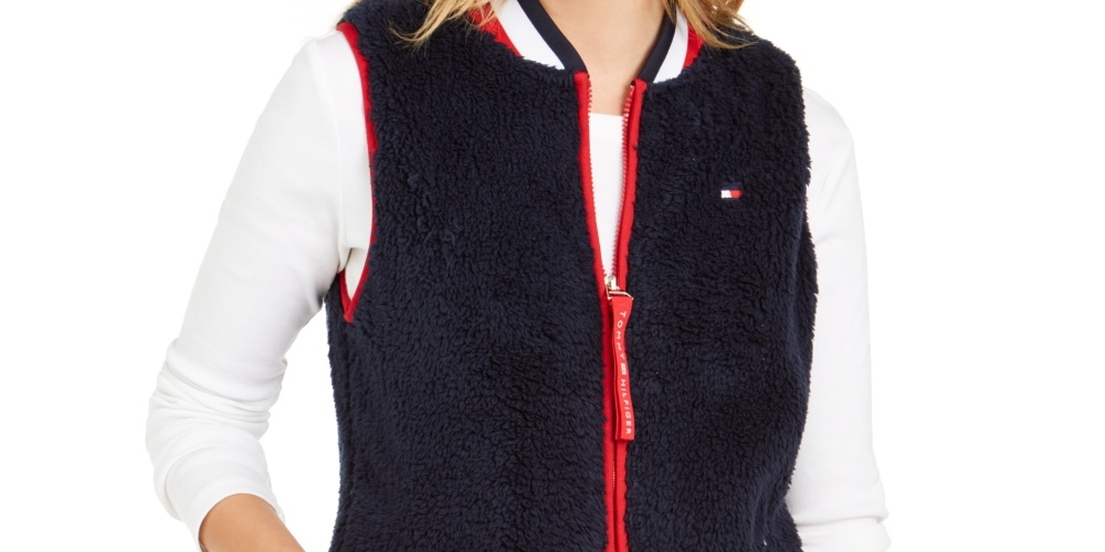 Tommy Hilfiger Women's Sherpa Vest Navy Size Medium