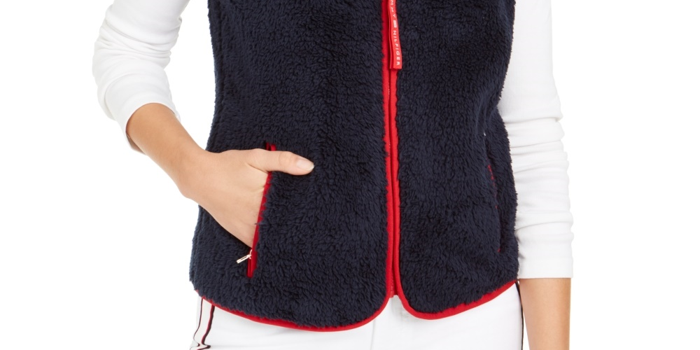 Tommy Hilfiger Women's Sherpa Vest Navy Size Medium