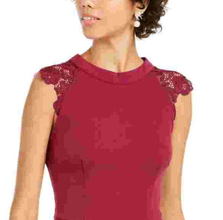 Speechless Women's Burgundy Sleeveless Jewel Neck Short Fit + Flare Party Dress Bright Red Size X-Large