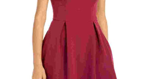 Speechless Women's Burgundy Sleeveless Jewel Neck Short Fit + Flare Party Dress Bright Red Size X-Large