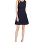 Jessica Howard Women's Petite Pleated Fit & Flare Dress Navy Size 10 P