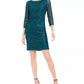 Jessica Howard Women's Sequined Lace Shift Dress Green Size 14