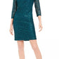 Jessica Howard Women's Sequined Lace Shift Dress Green Size 14