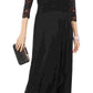 Jessica Howard Women's 3/4 Sleeve V Neck Maxi Sheath Evening Dress Black Size 16