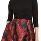 Jessica Howard Women's Floral Long Sleeve Boat Neck Short Fit Flare Evening Dress Red Size 12 Petite