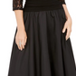 Jessica Howard Women's Sequined 3/4 Sleeve Illusion Neckline Below The Knee Fit Flare Evening Dress Black Size 6 Petite