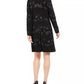 Jessica Howard Women's Metallic Flocked Velvet Dress Black Size 4 Petite